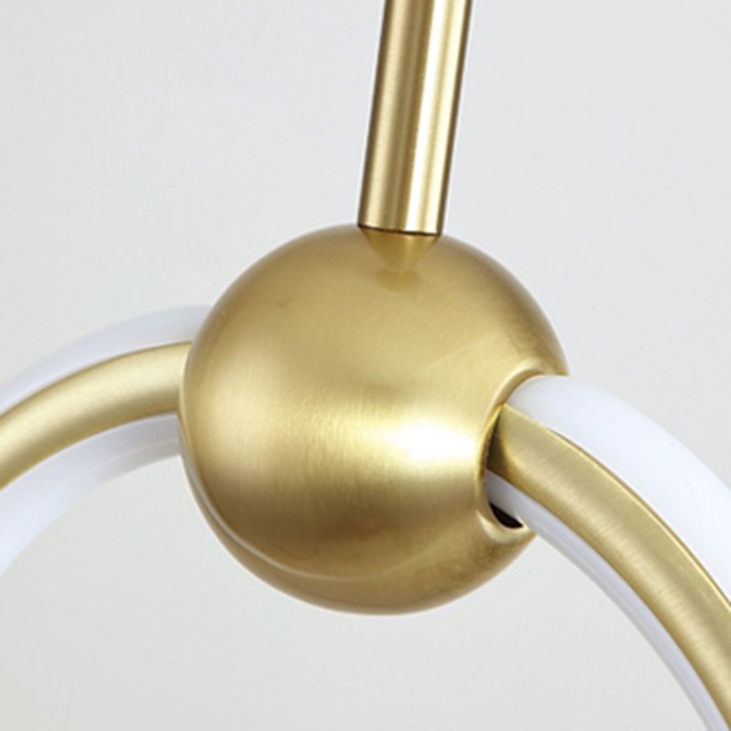 LED Halo Pendant Lamp Simplicity Metal Bedside LED Ceiling Suspension Light in Gold