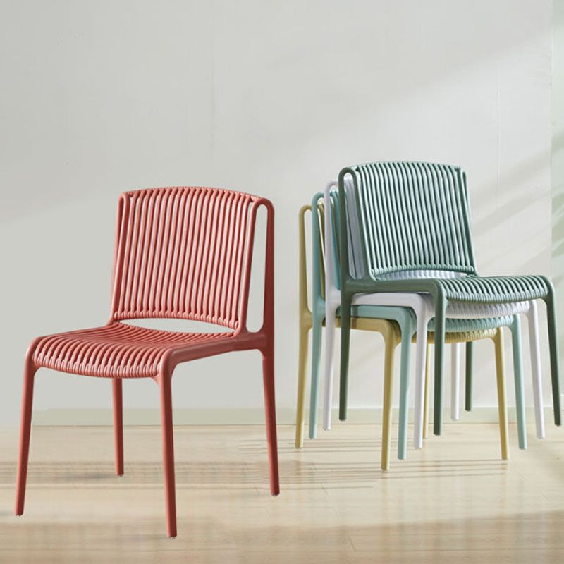 Silla sin brazos de comedor de plástico de estilo contemporáneo, respaldo abierto, sillas laterales para el hogar