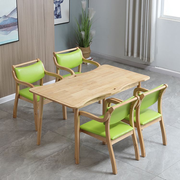 55.1 Inch Rectangular Natural Oak Dining Table Solid Wood Tabletop with 4 Legs