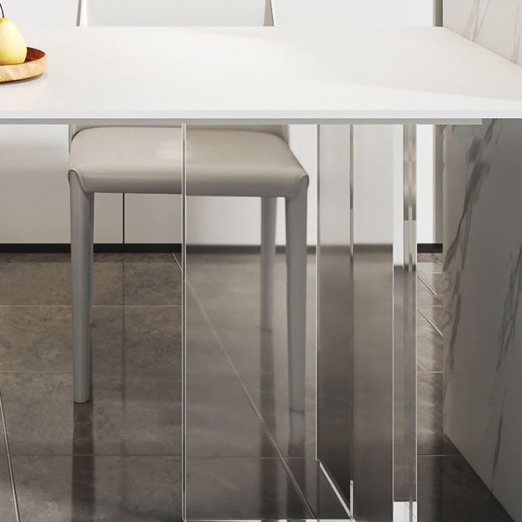 Glam Dinette Set with Solid Back Chairs 1/2/4/6/7/8 Pieces Glossy White Dining Table Set