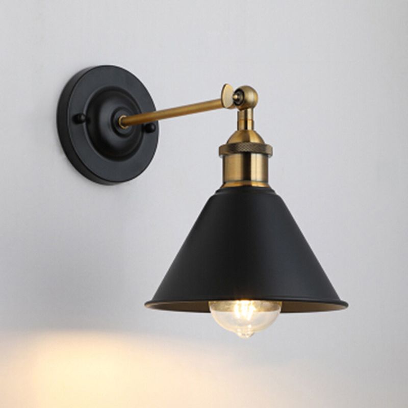 1 Light Metal Geometric Wall Lighting Fixtures Industrial Style Wall Mounted Light Fixture in Black