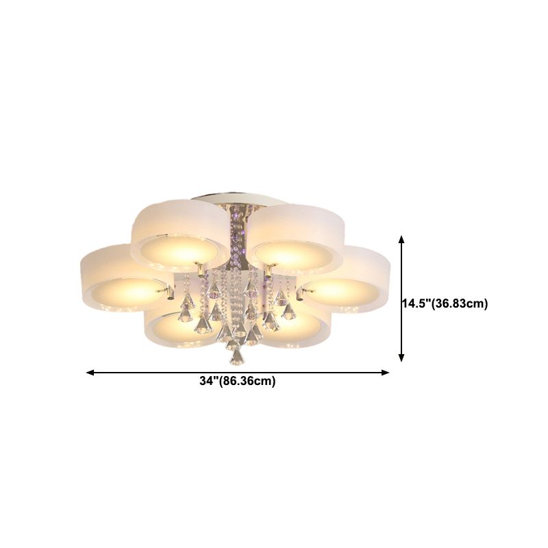 3/5/6/7/9-Light Modern Chrome Flush Mount Lighting LED Ceiling Light with Crystal