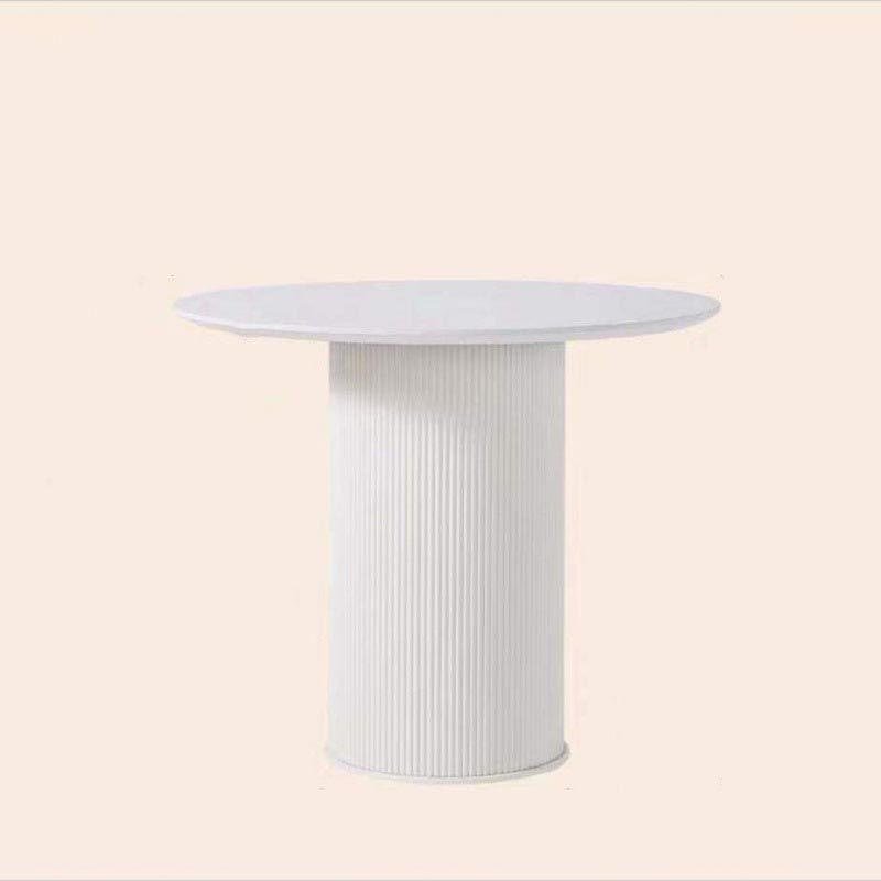 Simplicity Round Restaurant Table White Stone Top Dining Table for Living Room