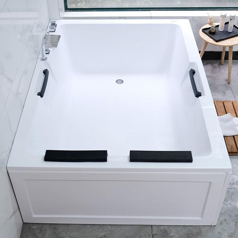 Modern Square Bath Acrylic White Soaking Right Back to Wall Bathtub