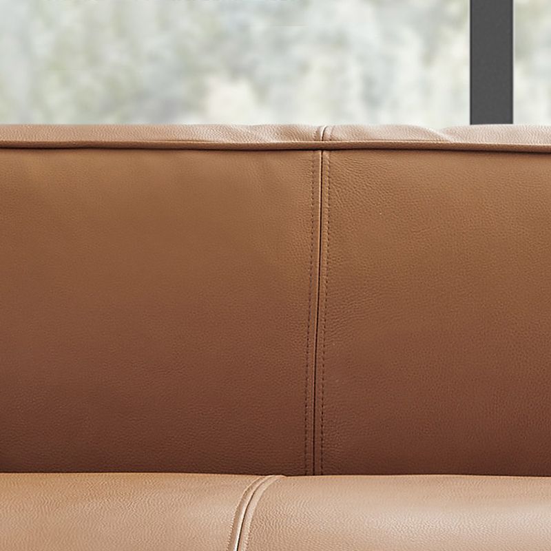 24.80"H Genuine Leather Square Arm Sofa with Tight Back for Living Room