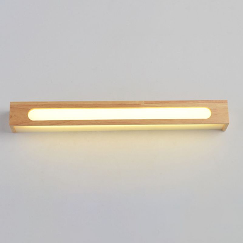 Wooden Rectangular Wall Sconce Lighting Modern Style LED Beige Sconce Light Fixture