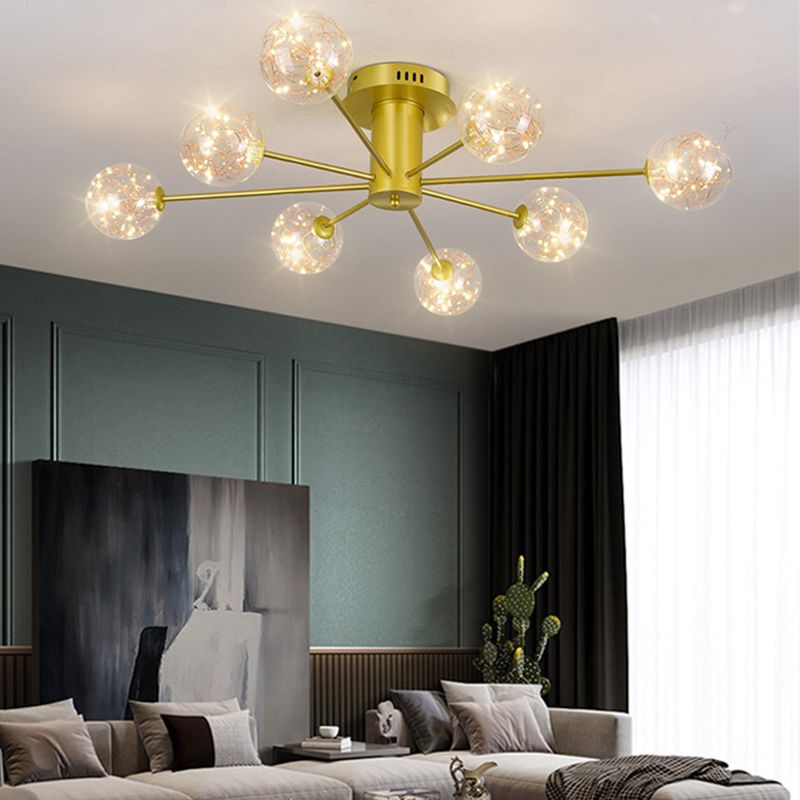 Sputnik Flush Mount Light Nordic Starry LED Glass Ceiling Light for Bedroom