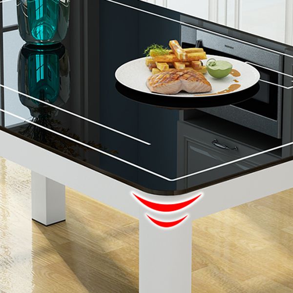 Modern Glass Desktop Rectangle Dining Table 4 Legs for Dining Room