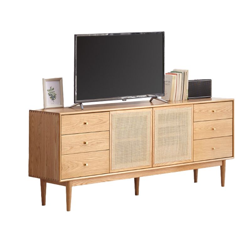 Scandinavian TV Stand Console with Wooden Shelf for Living Room