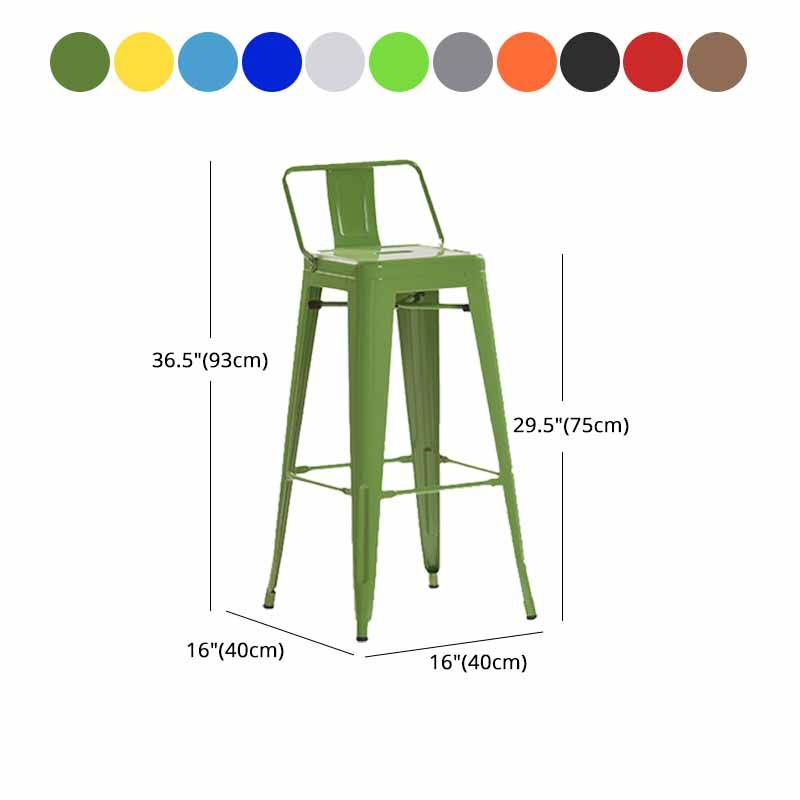 Industrial Iron Low Back Barstool 29.5" H Indoor Tall Stool with Square Seat