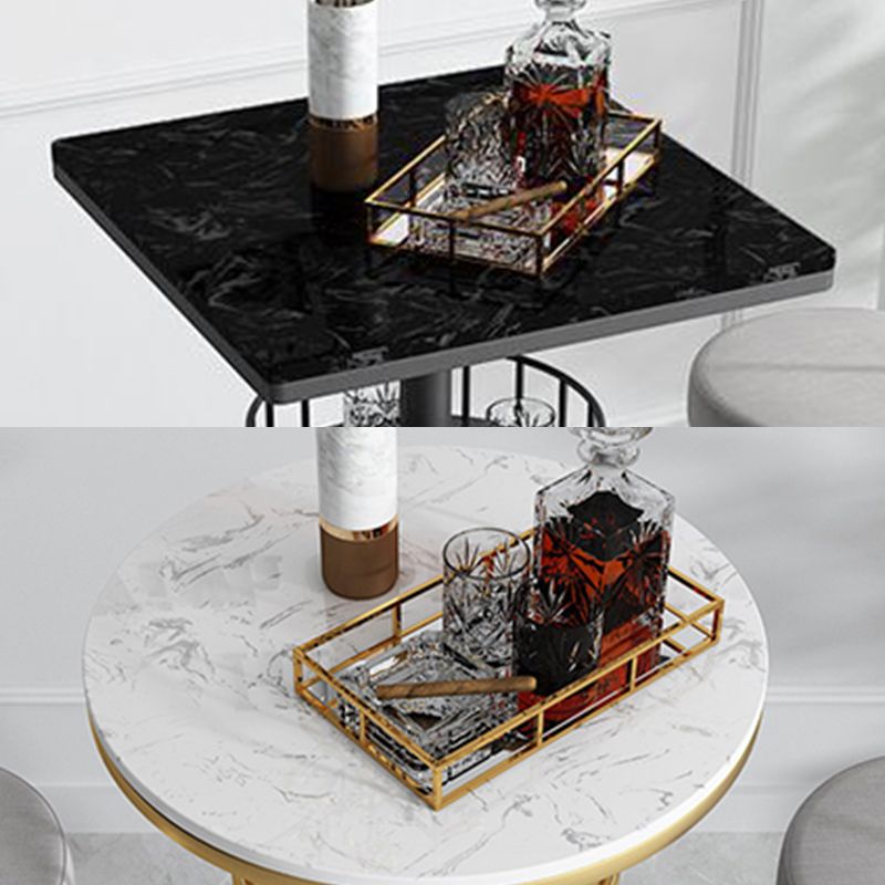 Contemporary Marble Pedestal Pub Bar Table Balcony Event and Cocktail Table with Storage
