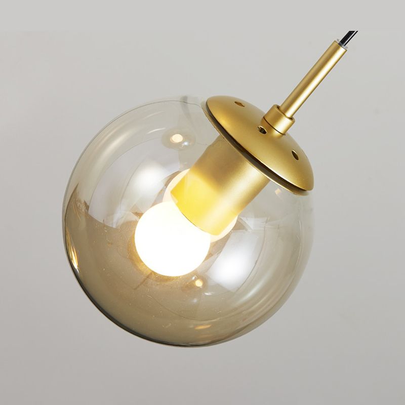 Modern Minimalist  Multiple Globe Shade Pendant Light  Gold Metal Long Hanging Lamp  for Living Room