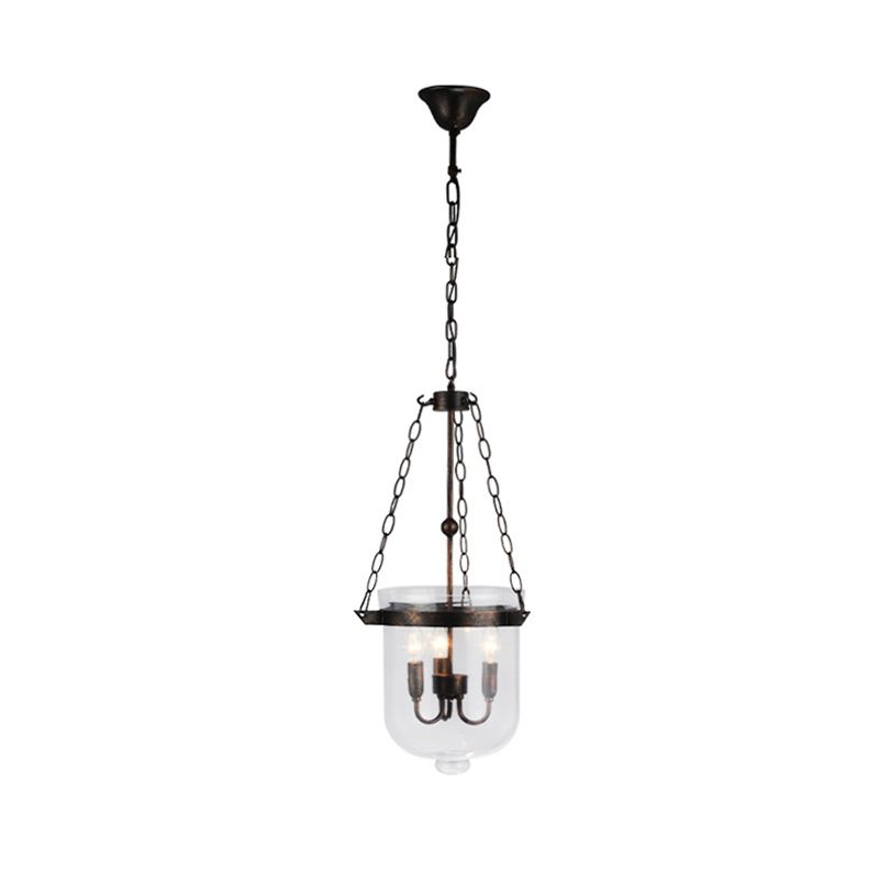 Black Bucket Chandelier Light Fixture Industrial Style Glass Dining Room Pendant Lighting