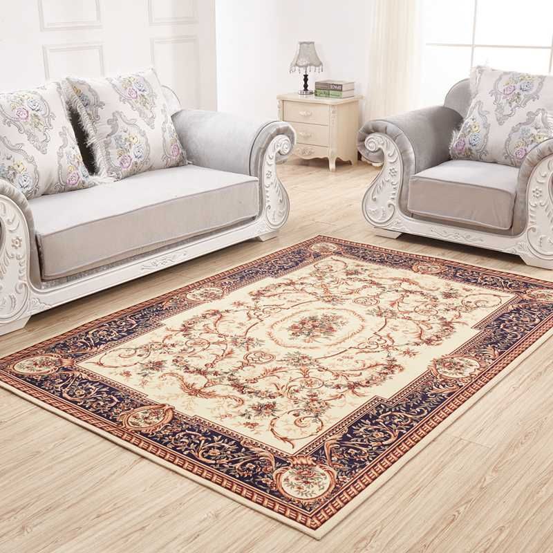 Brown Retro Rug Blending Flower Indoor Rug Stain Resistant Rug for Living Room