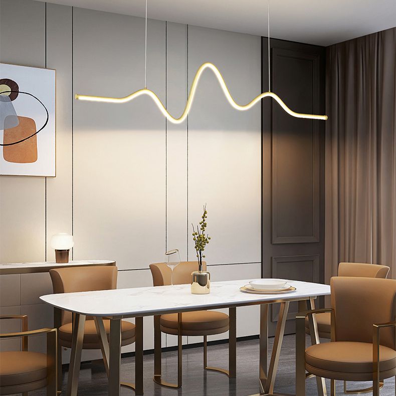 Linear Pendant Chandelier Contemporary Metal 1 Light Island Lamp