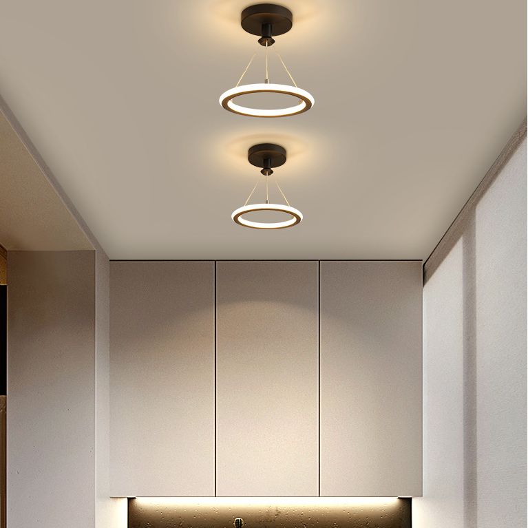 Circle Semi Flush Mount Light Metal Modern Flush Mount Ceiling Light Fixtures for Hallway