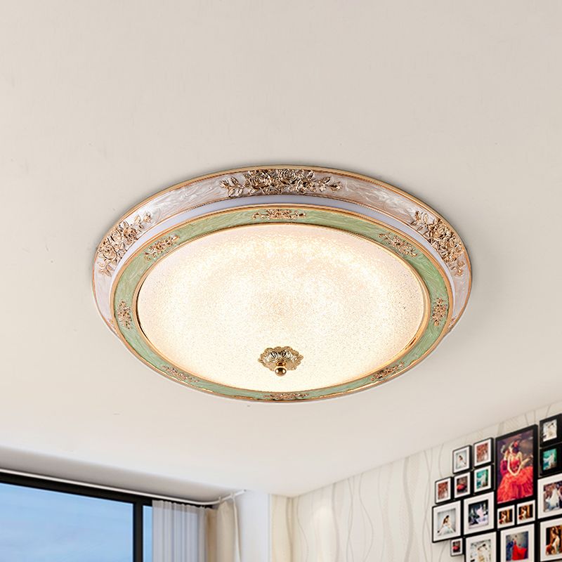 Seeded Glass Green Flush Lamp Fixture Domed LED Traditional Flush Mount Lighting in Warm/White Light, 14"/16"/19.5" W