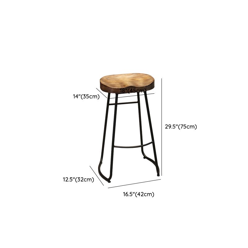 Industrial Metal Dining Stools Armless Bar Stools with Footrest