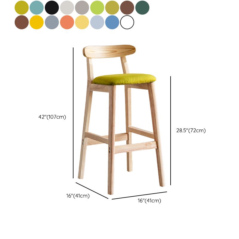 Industrial Backrest Armless Counter Stool Wood Cafe Bar Stool with Pedal and Cushion