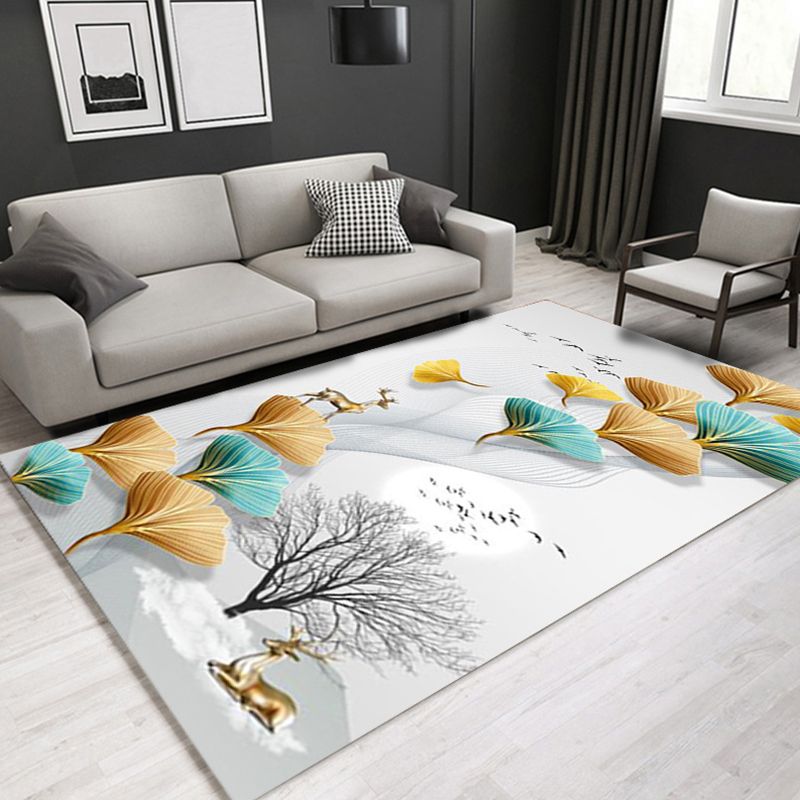 Glam Modern Rug Multi Color 3D Plant Print Rug Pet Friendly Non-Slip Machine Washable Rug for Living Room