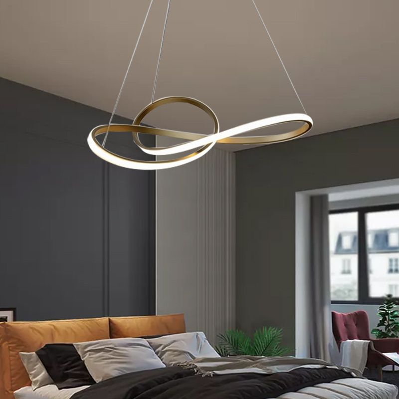 Contemporary Twisted Minimalism Chandelier Lighting Fixtures Metal Hanging Light for Living Room