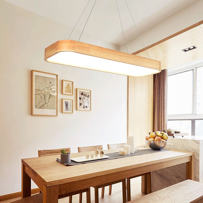 Luce a ciondolo a LED rettangolare in legno nella moderna semplicità lampada appesa acrilica per il luogo commerciale