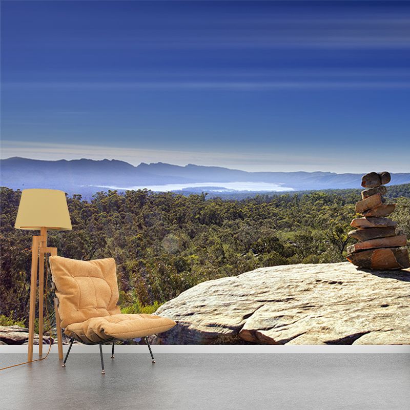 Waterproof Forest Overlook View Mural Modern Non-Woven Fabric Wall Decor, Custom Print