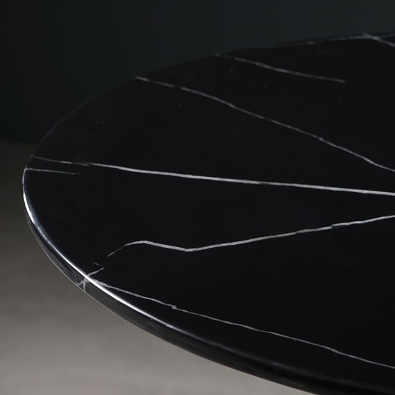 Contemporary Round Pedestal Bar Dining Table with Metal Base