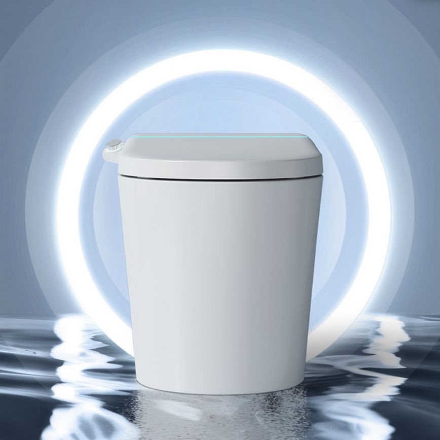 Elongated White Leak-Proof Ceramic Contemporary Foot Sensor Smart Toilet