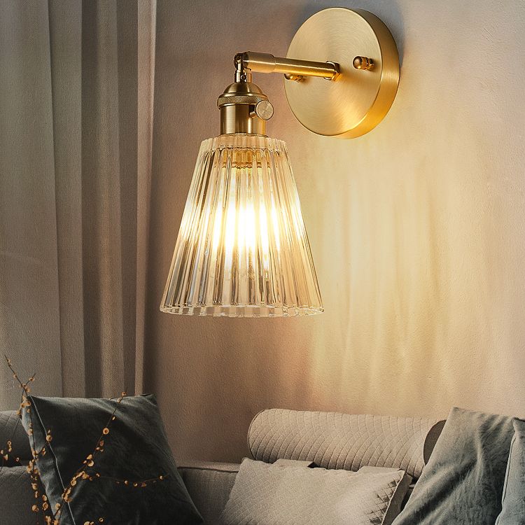 Luci di applique a parete svasata in vetro Stile industriale 1 lampade a parete leggera