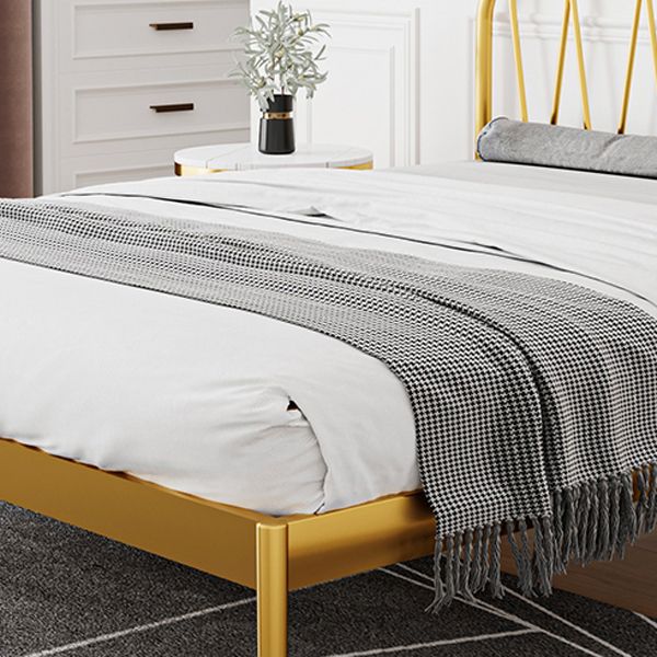Open Frame Metal Bed Frame Contemporary Wire-Grid Iron Bed with Headboard