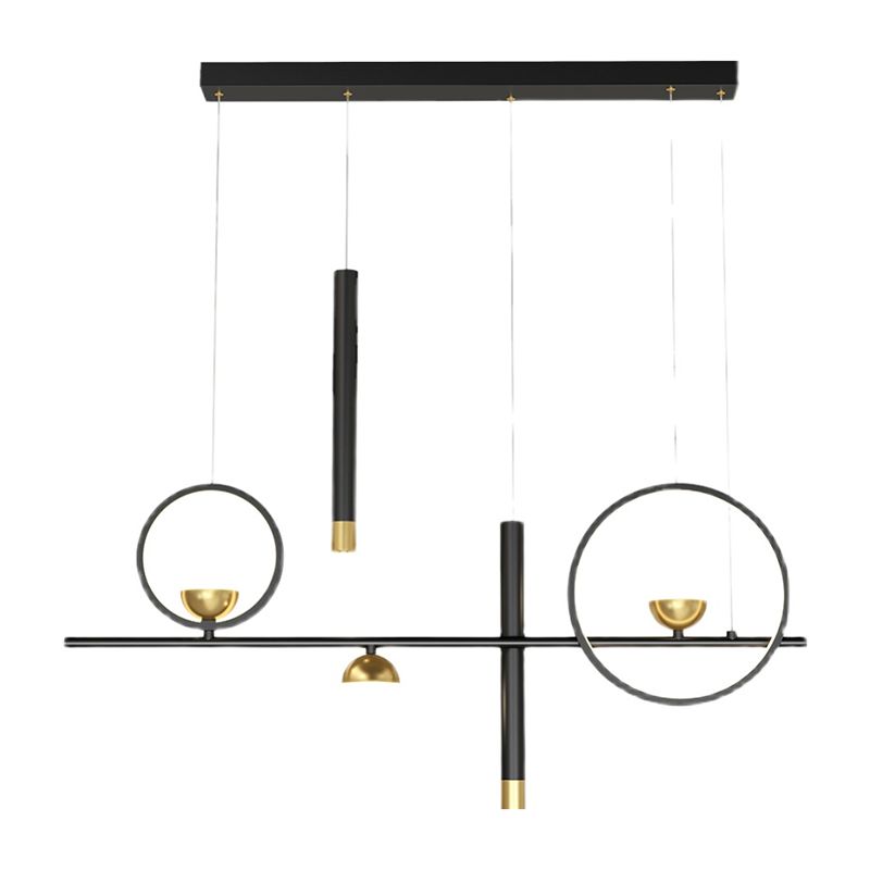 Modern Metal LED Island Lighting Ideas Linear Chandelier Lamp for Dining Room