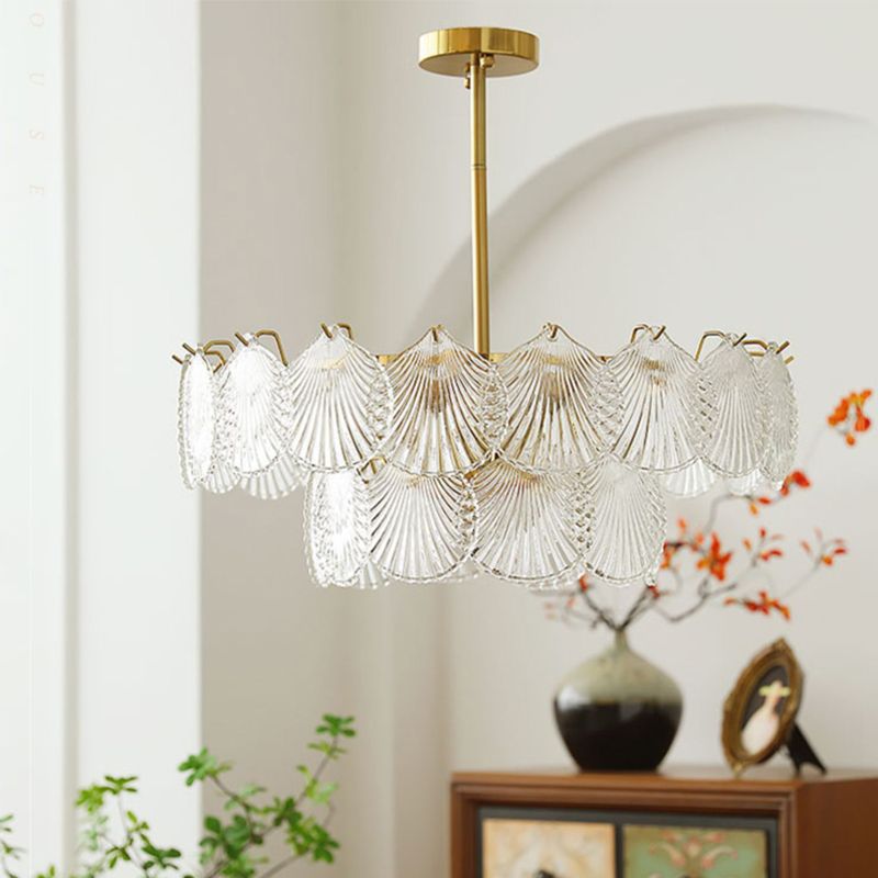 Contemporary Style Geometry Pendant Lighting Glass Hanging Chandeliers in Gold