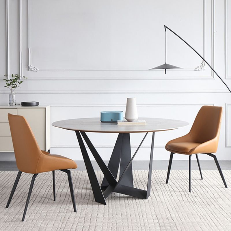 Contemporary Style Leather Chair Armless Parsons Chair with Metal Legs for Kitchen