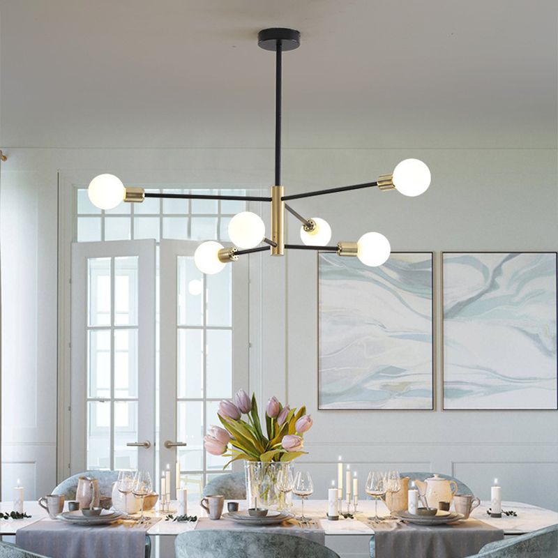 Zwarte moleculaire kroonluchter verlichting modern bolglas hangend licht licht voor woonkamer