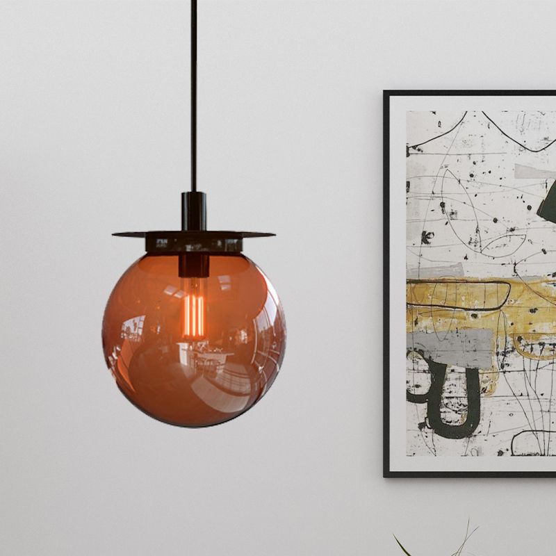 Globe comedor kit de lámpara colgante naranja/azul/vidrio transparente 1 cabeza de lámpara colgante moderna