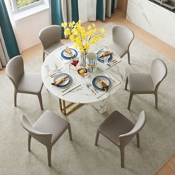 Matte Finish Solid Back Chair for Dining Room Faux Leather Contemporary Dining Chair