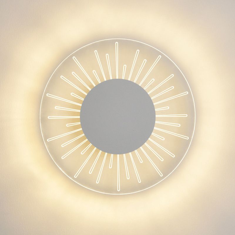 1 Light Round Wall Mounted Lamps Modern Style Metal Wall Sconces