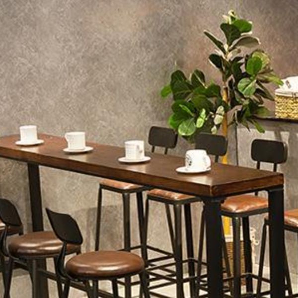 Shop Rectangle Patio Bar Table Trestle Footrest Brown Cocktail Table