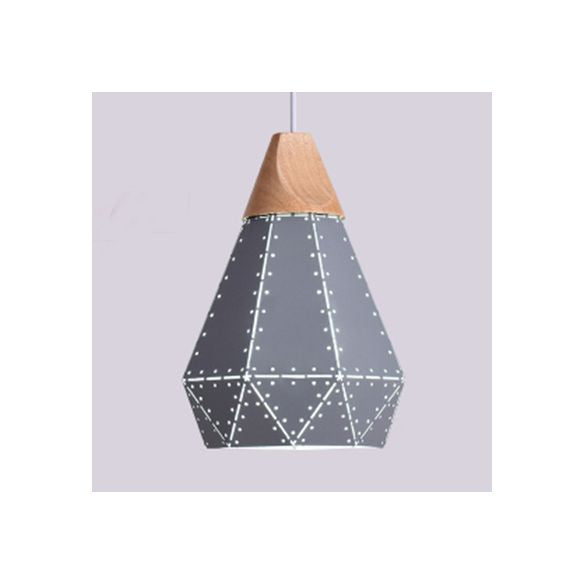 Forma colgante de forma de diamante metálico negro/gris/blanco 1 luz moderna monocromática luz colgante para escalera de cocina