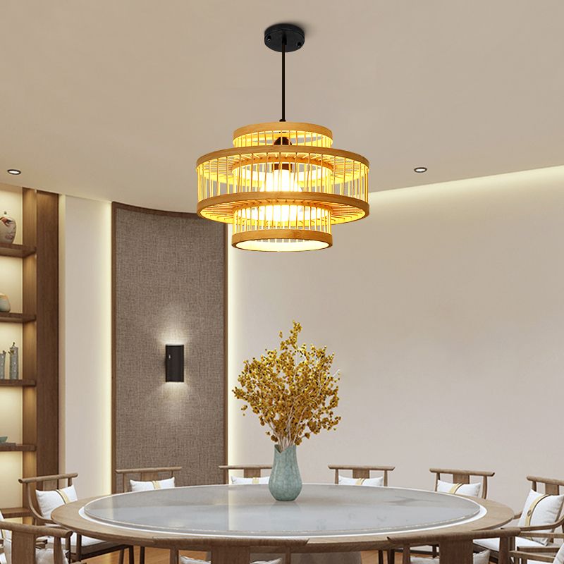 1 Light Bamboo Pendant Light Nordic MODERN MODERN SOUDE SOOGHT SHIRMAGGIO