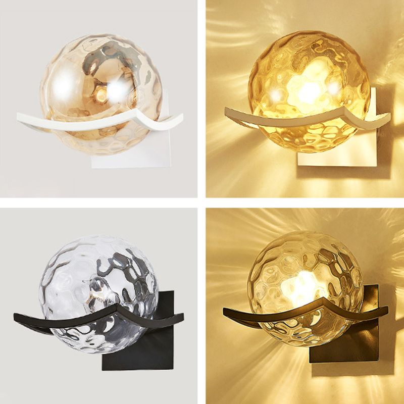Modern Minimalist Style Ball Wall Light Fixtures Glass 1 Light Wall Lamps for Living Room