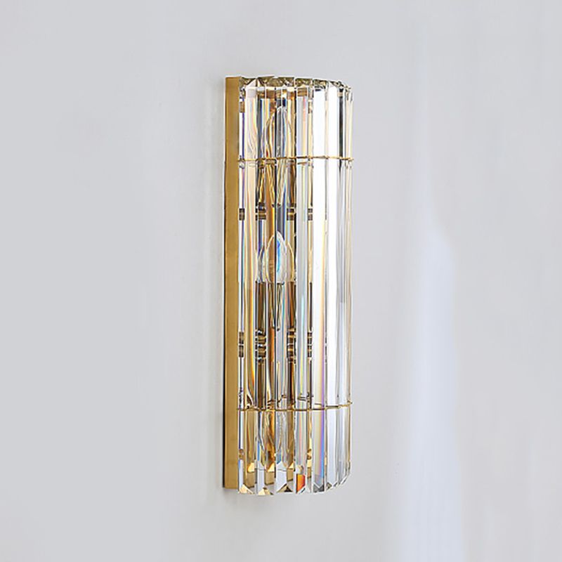 Diconce de pared de oro de acero inoxidable en una lámpara de pared cilíndrica de cristal de estilo romántico moderno para dormitorio