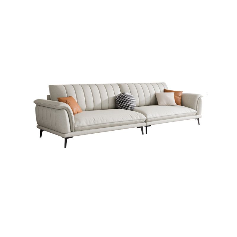Glam Sewn Pillow Back Flared Arm Living Room Faux Leather Seating
