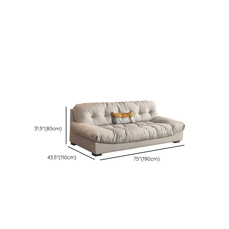 Scandinavian Beige Sofa with Tufted Back and Flared Arm for Living Room