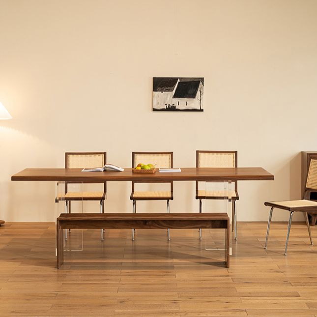 Modern Style Rectangle Solid Wood Dining Table with Double Pedestal