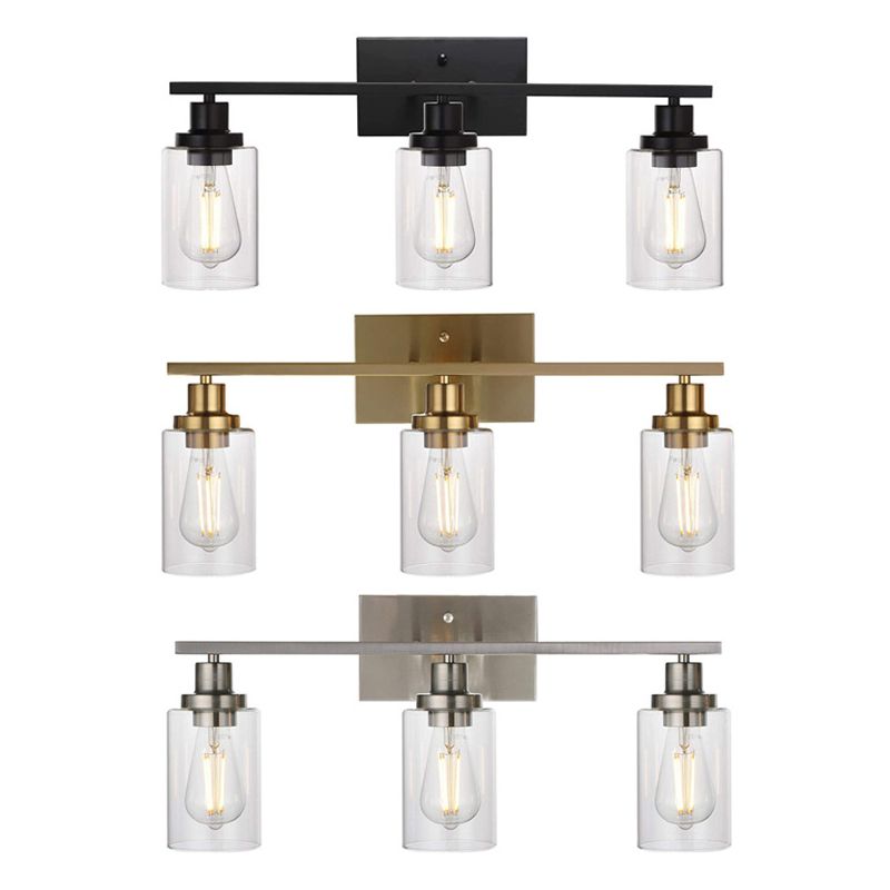 3-Licht-Zylinder Waschtischwandleuchten Retro Industrial Style Glass Waschtisch Licht
