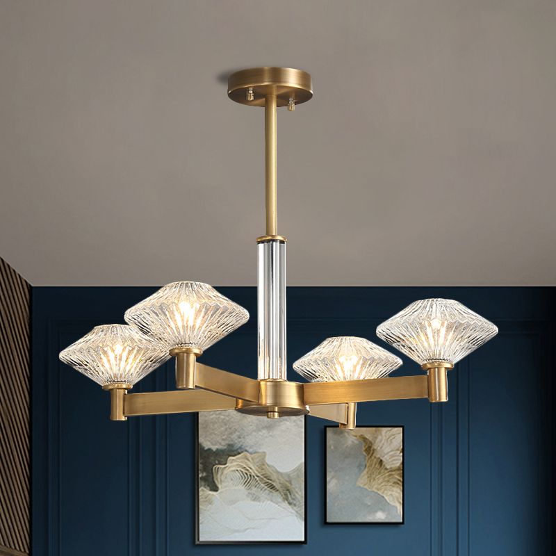 4/6 lampen hanglang kroonluchter traditionele rhombische kristal radiale suspensieverlichting in goud