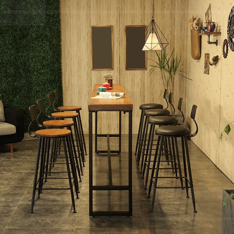 Industrial Rectangle Bistro Bar Desk Coffee Shop Trestle Bistro Bar Table