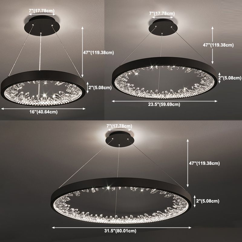 Aluminum Circle Chandelier Lamp Simple Bedroom Chandelier Light